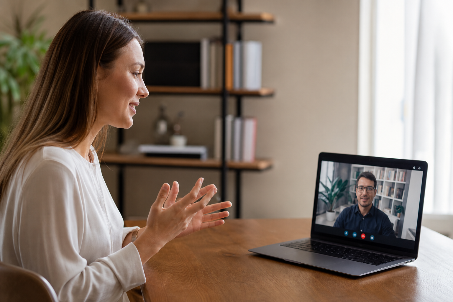 Young Woman on Video Call with Tutor
