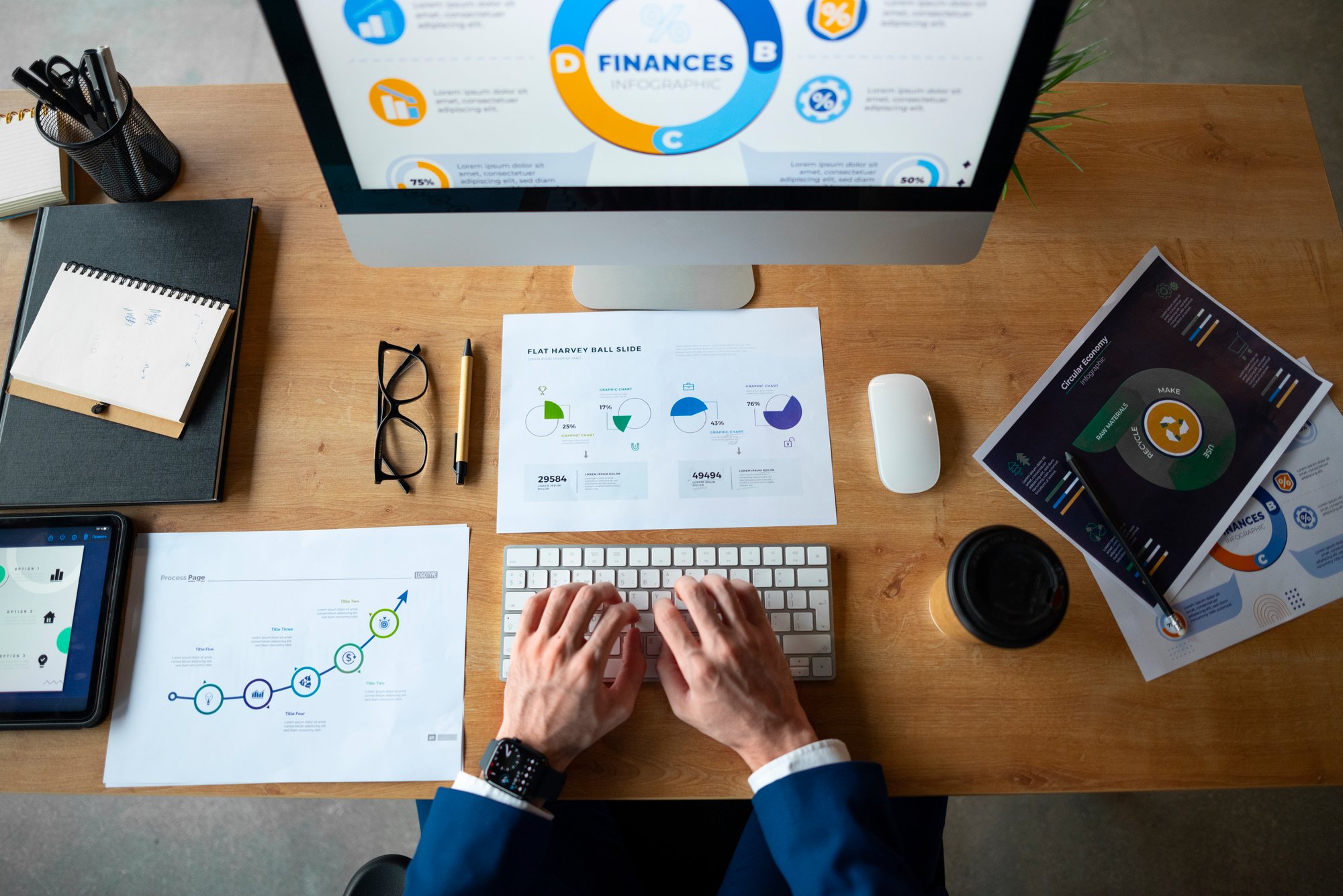 personne-au-bureau-analysant-et-verifiant-les-graphiques-financiers